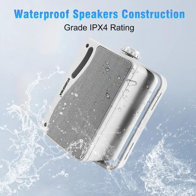 Alt view image 3 of 4 - 3.5" Outdoor Bluetooth Speakers Wired Waterproof, 400W 3 Way Upgrade Premium Wall Mount Speakers, Durable Mountable Loud Sound System for Patio Indoor Deck Garage (White 2 Pairs)