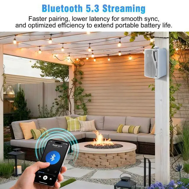 Alt view image 4 of 4 - 3.5" Outdoor Bluetooth Speakers Wired Waterproof, 400W 3 Way Upgrade Premium Wall Mount Speakers, Durable Mountable Loud Sound System for Patio Indoor Deck Garage (White 2 Pairs)