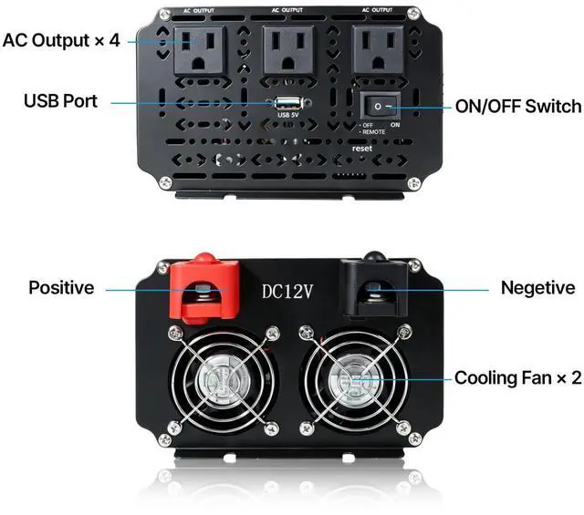 Alt view image 3 of 4 - 4000 Watt Power Inverter 12V to 110V/120V DC to AC Converter 8000W Peak, with Remote Control & LCD, 3 AC Outlets & 1 USB Ports Power Inverters for Vehicles Car Truck Boat RV Camping Solar System EPS