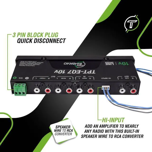 Alt view image 3 of 4 - 7 band equalizer TPT-EQ7 10V High Voltage Line Driver 6 Channel RCA Output and Subwoofer Control and Crossover 1/2 Din Graphic Car Audio Eq with High Level Input