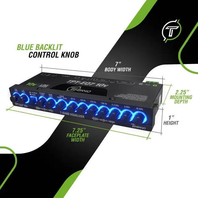 Alt view image 4 of 4 - 7 band equalizer TPT-EQ7 10V High Voltage Line Driver 6 Channel RCA Output and Subwoofer Control and Crossover 1/2 Din Graphic Car Audio Eq with High Level Input