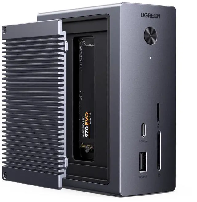 Main image of Revodok NVMe Docking Station 10-in-1 USB-C Hub 4K@60Hz HDMI, M.2 NVMe SSD Enclosure, 10Gbps USB-C/A, 100W PD Charging, Gigabit Ethernet, SD/TF for MacBook M5, Mac mini M4, Windows Laptop