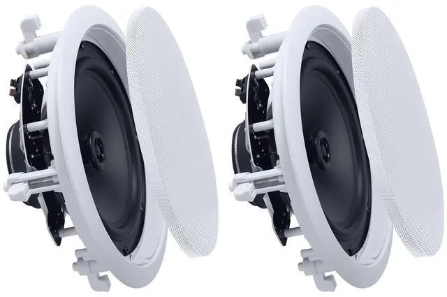 Main image of in Ceiling Speakers, 8", in-Ceiling & in-Wall Speaker System, Hi-Fi Sound, 150W Peak, 2-Way Flush Mount Speakers, for Damp Humid Placement, Home Theater, Living Room, or Covered Patio, 1 Pair