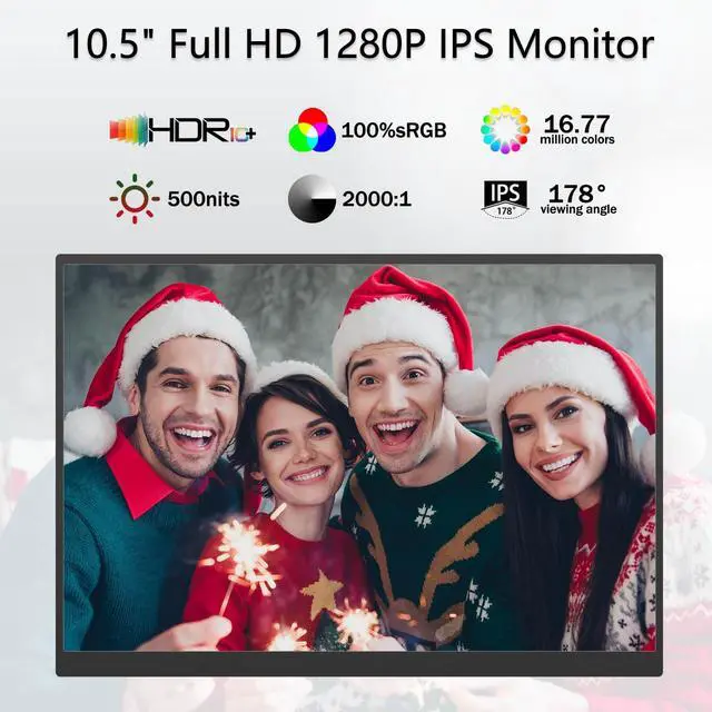 Alt view image 2 of 4 - Portable Monitor 10.5'' 1920x1280 Second External Monitor for Laptop 3:2,100%sRGB,w/45° Adjustable Stand,HDMI USB-C Computer Display for Laptop PC Phone Mac
