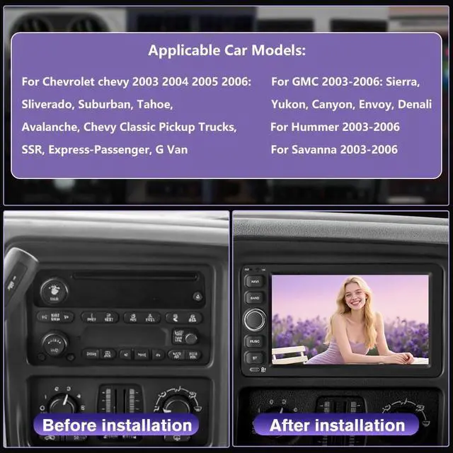 Alt view image 2 of 4 - Android 15 Car Radio Stereo for 2003-2006 Chevrolet Chevy Silverado Impala Tahoe GMC Sierra Yukon with 4G RAM 64G ROM Backup Camera Wireless Carplay Android Auto GPS FM Bluetooth