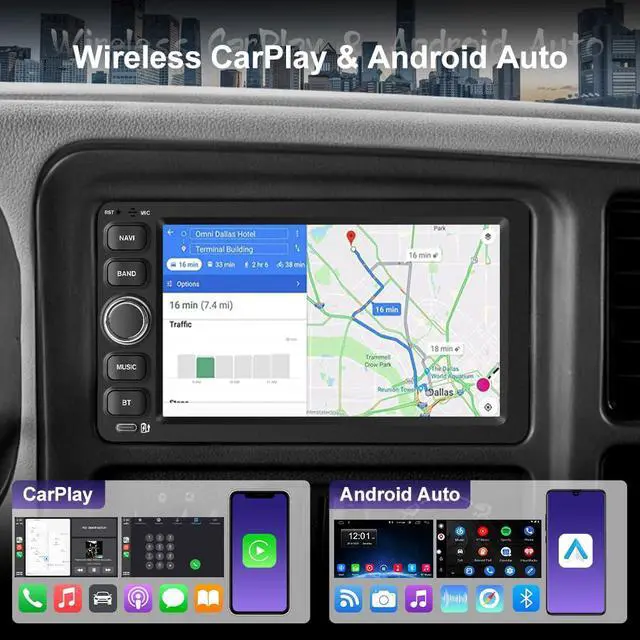Alt view image 3 of 4 - Android 15 Car Radio Stereo for 2003-2006 Chevrolet Chevy Silverado Impala Tahoe GMC Sierra Yukon with 4G RAM 64G ROM Backup Camera Wireless Carplay Android Auto GPS FM Bluetooth