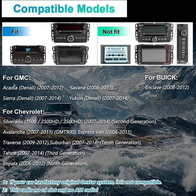 Alt view image 3 of 4 - Car Radio Stereo for Chevrolet Silverado GMC Sierra Yukon 2007 2008 2009 2010 2011 2012 2013 Android 13 CarPlay Android Auto GPS Navigation Bluetooth Touch Screen Head Unit with Backup Camera