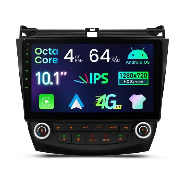 Main image of Android 14 Car Stereo for Honda Accord 7th 2003 2004 2005 2006 2007, 10.1 Inch Touch Screen Head Unit GPS Navigation Bluetooth Built-in DSP 4G LTE Wireless CarPlay Android Auto (4+64GB)