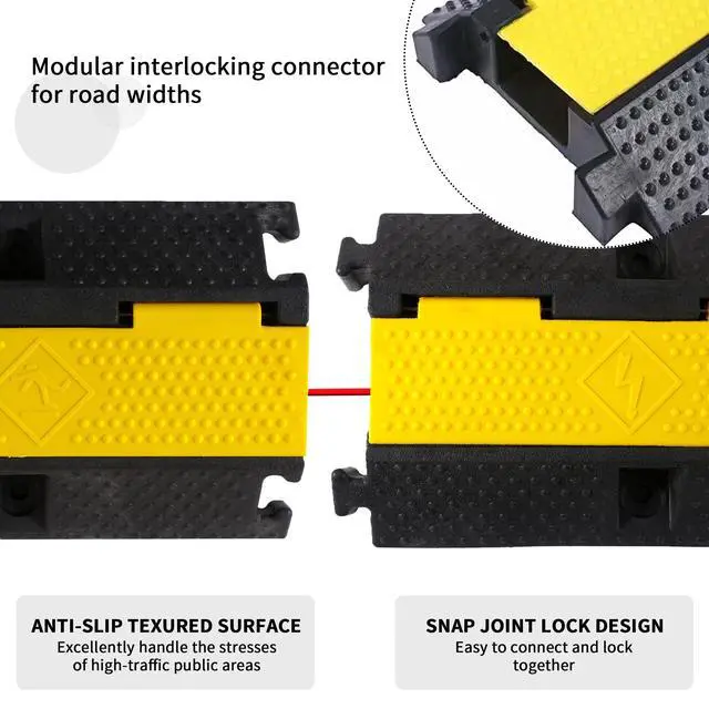 Alt view image 3 of 4 - Rubber Cable Ramp Cord Cover Cable Protector Ramps Wire Hose Protective 22000Lbs Load Capacity Traffic 1 Channel Speed Bump for Asphalt Concrete Gravel Driveway, 3 Pack