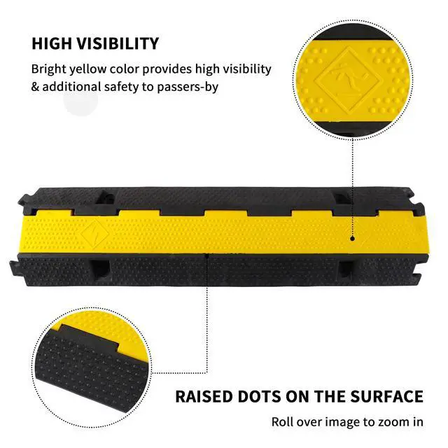 Alt view image 4 of 4 - Rubber Cable Ramp Cord Cover Cable Protector Ramps Wire Hose Protective 22000Lbs Load Capacity Traffic 1 Channel Speed Bump for Asphalt Concrete Gravel Driveway, 3 Pack