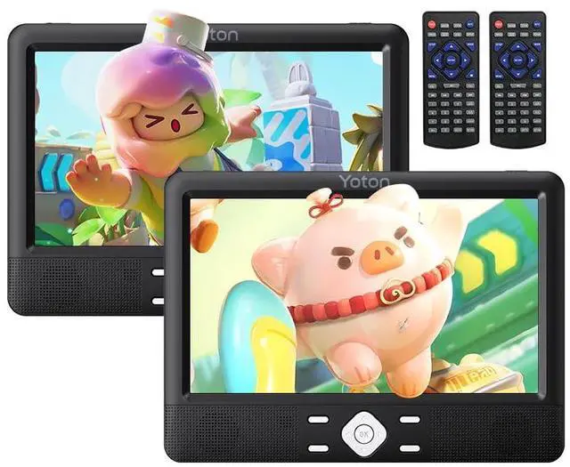 Main image of 10.5" Two Car DVD Players Portable Headrest Dual Screen Play a Same or Two Different Movies with 6 Hours Rechargeable Battery, 2 Mounting Brackets, Support USB/SD/Sync TV