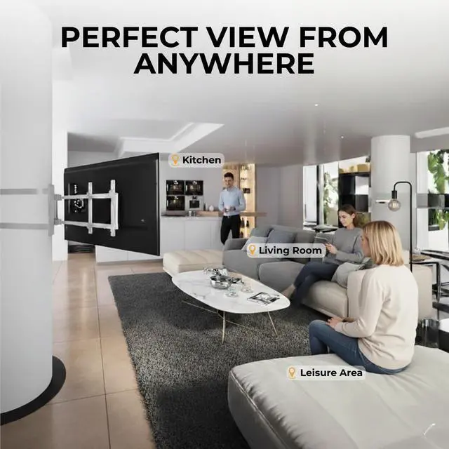 Alt view image 4 of 4 - 32"75" TVs | Indoor Swing-Out Arm TV Mount Fits Pillars & Poles, Heavy Duty No Drill Gazebo & Pergola TV Mount, VESA 600x400, Holds 110 lbs