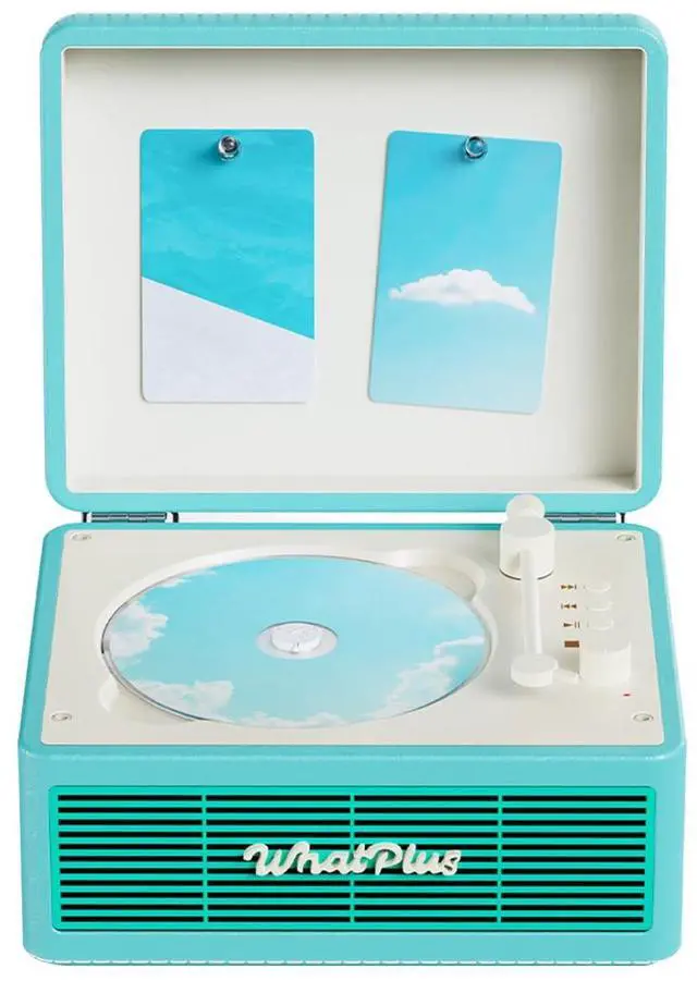 Main image of CD Player with Bluetooth Speaker, High-Fidelity Sound, App-Controlled, Magnetic Display for Photos & Pins, Retro Desktop Music Player, Gift for Music Lovers (Light Blue)