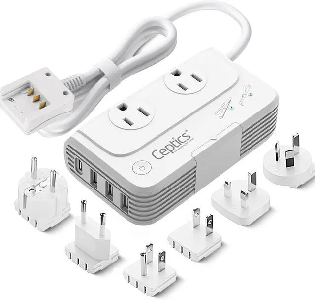 Main image of Travel Voltage Converter -200W Convert 220V to 110V for Curling Iron, Straightener, Charger Step Down World Power Plug - 4 USB PD 18W Fast Charging - SWadApt - Type A, B, C, E/F, G, I Include
