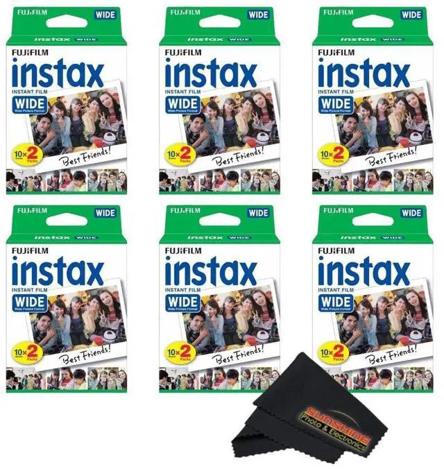 Main image of Instax Wide Instant Film Twin Pack with Sunshine Photo Microfiber Cloth... (6 Pack-120 Exposures)