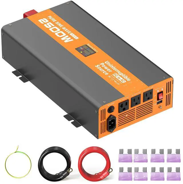 Main image of 2500W Sump Pump Battery Backup, Uninterruptible Power Source with Pure Sine Wave Inverter & LCD, 10ms Auto Switch & Fast Charging for Power Outage Protection
