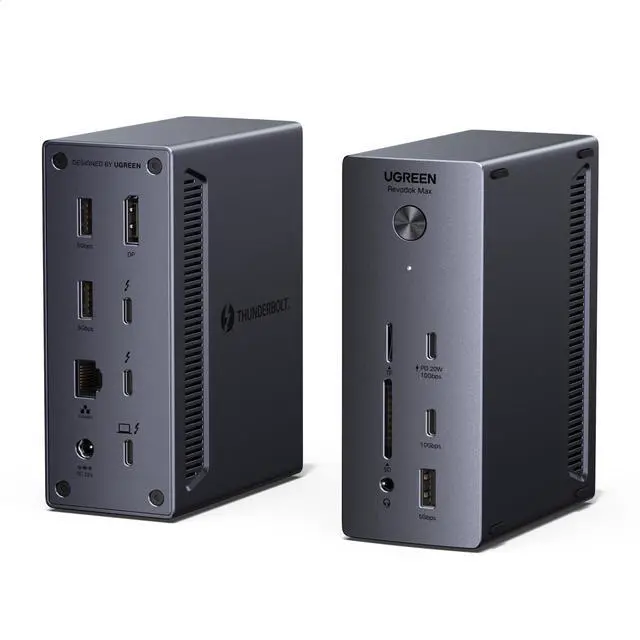 Main image of Revodok Max 13-in-1 Thunderbolt 4 Docking Station, 40Gbps with 3×TBT4 (Dual 4K@60Hz max), 180W Total Power (96W Laptop Charging), 1Gbps Ethernet, SD/TF 3.0, 3.5mm Audio