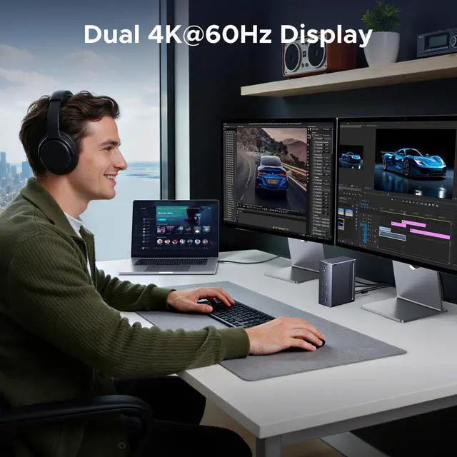Alt view image 4 of 4 - Revodok Max 13-in-1 Thunderbolt 4 Docking Station, 40Gbps with 3×TBT4 (Dual 4K@60Hz max), 180W Total Power (96W Laptop Charging), 1Gbps Ethernet, SD/TF 3.0, 3.5mm Audio