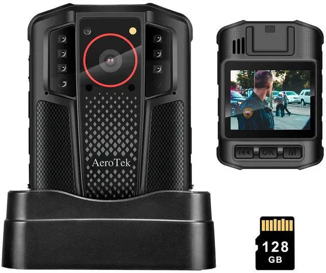 Main image of Mini 4K Body Camera with Audio and Video Recording, GPS Bodycam with Ultra Infrared Night Vision and Fast Charging for Police, Law Enforcement and Delivery (128GB SD Card Set)