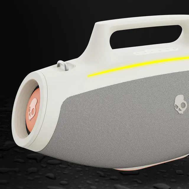 Alt view image 4 of 4 - Barrel Bluetooth Boombox Speaker Water-Resistant Wireless Portable Speaker, with LED Lightshow Mode, 12 Hour Battery, Multi-Link, & USB-C & USB-A Output Charging (Bone)
