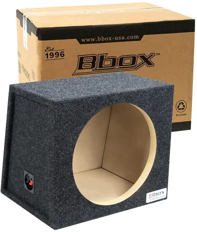 Main image of Bbox Single Sealed 12 Inch Subwoofer Enclosure - Car Subwoofer Boxes & Enclosures - Premium Subwoofer Box Improves Audio Quality, Sound & Bass - Red & Black Spring Terminals - Charcoal