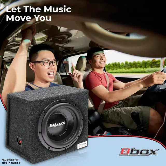 Alt view image 3 of 4 - Bbox Single Sealed 12 Inch Subwoofer Enclosure - Car Subwoofer Boxes & Enclosures - Premium Subwoofer Box Improves Audio Quality, Sound & Bass - Red & Black Spring Terminals - Charcoal