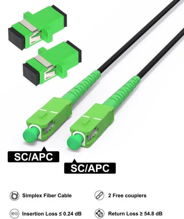 Alt view image 4 of 4 - 90M/295ft SC/APC Fiber Optic Internet Cable Extension, SC/APC to SC/APC Armored Fiber Patch Cable, SC to SC Single Mode OS2 Fiber Jumper Optical Patch Cord SIMPLEX SMF, LSZH Black