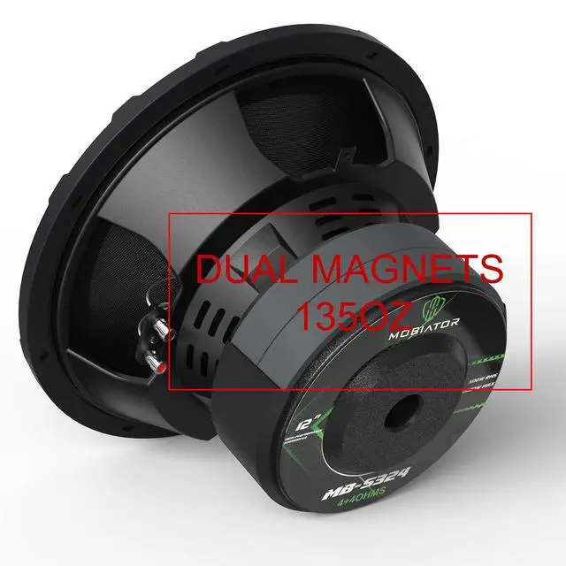 Alt view image 2 of 4 - 12 Inch Car Subwoofer 2000W Max 500W RMS, Dual Magnets(135Oz), 3 Inch Black Voice Coil, Dual Spider, 4 Ohm Heavy Gauge, Easy to Install, Black-S324 (MB-S324)