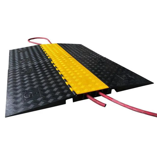 Alt view image 2 of 4 - Rubber Cable Ramp 5 Channel Drive Over Hose Cable Protector Outdoor 22000Lbs Load Capacity Wires Power Lines Extension Cord Cover Traffic Speed Bump 1 Pack