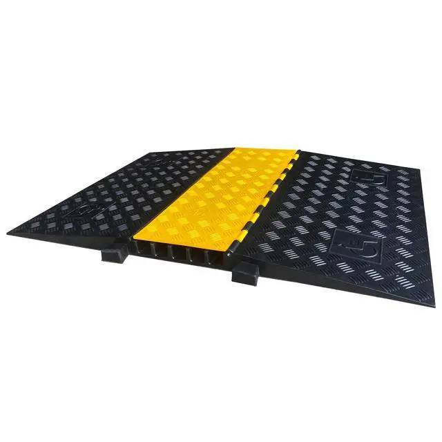 Alt view image 4 of 4 - Rubber Cable Ramp 5 Channel Drive Over Hose Cable Protector Outdoor 22000Lbs Load Capacity Wires Power Lines Extension Cord Cover Traffic Speed Bump 1 Pack