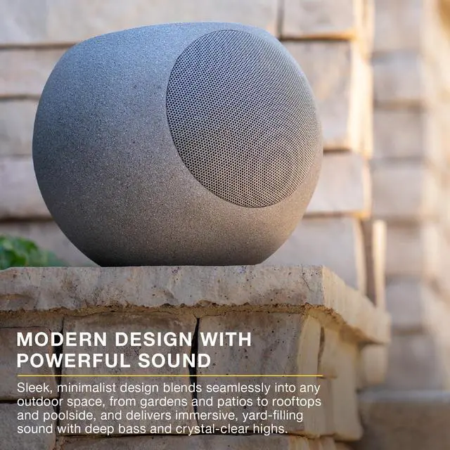 Alt view image 4 of 4 - Zen Wireless Outdoor Bluetooth Solar Speaker IP65 Weather Resistant, Solar Charging, Multi-Speaker Connection Using Auracast (Each, Stone)