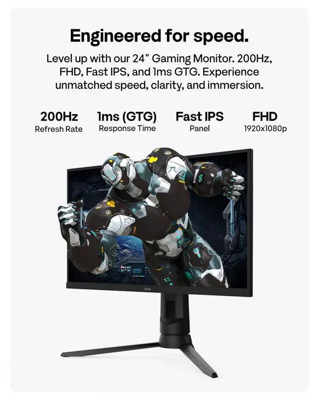 Alt view image 2 of 4 - PX248 PRO V2 24 inch 200Hz Refresh Rate FHD 1080p Resolution Fast IPS Panel 1ms GTG Response Time Gaming Monitor