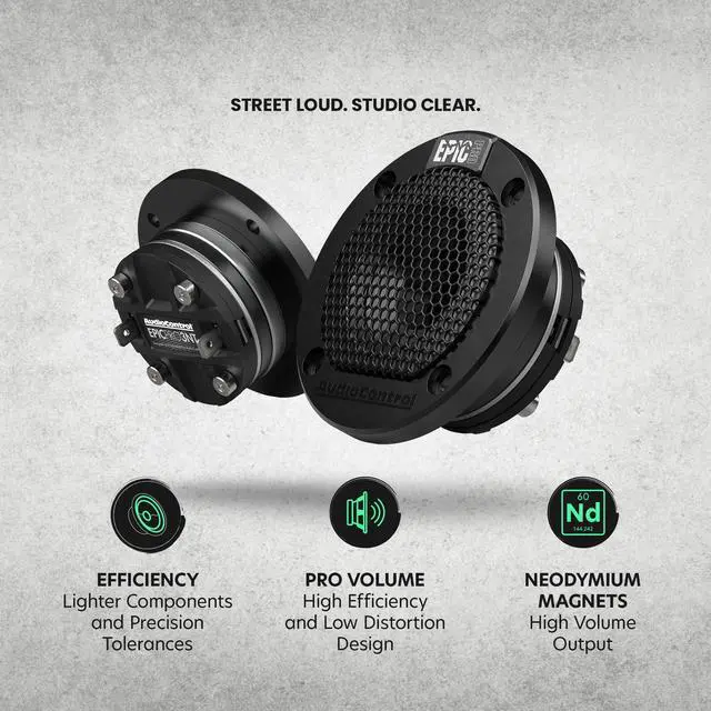 Alt view image 2 of 4 - EPICPRO3NT Epic PRO 3 Neodymium Tweeters Car Audio Speakers Set (Pair), 180W Max, 4 Ohms, Crossover & Protective Grilles Included, Pro Audio High SPL