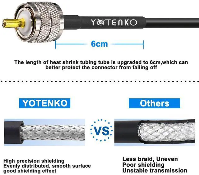 Alt view image 2 of 4 - RG8x Coaxial Cable 100ft, UHF PL259 Male to UHF SO239 Female Connector Cable 100 feet, 50 Ohm Antenna Coax Low Loss for CB Ham HF Radio