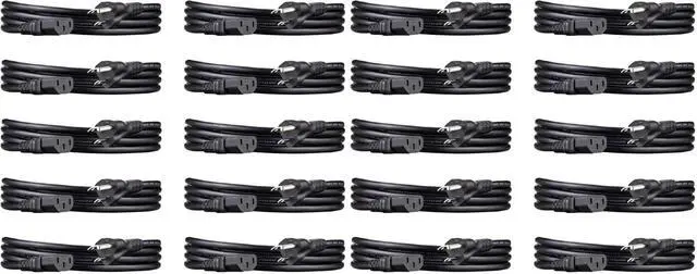 Main image of PC Power Cord for Monitor, Computer, TV, 3 Prong, 18 AWG, 125 Volts, 6 feet, Black, 20-Pack, UL Listed