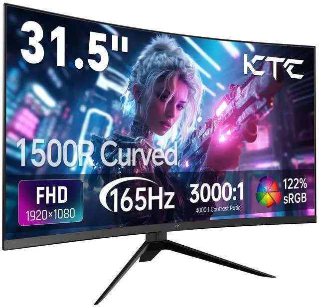 Main image of 32 Inch Curved Gaming Monitor, FHD 1080P 165Hz PC Monitor, 1500R, 122% sRGB with HDR, FreeSync Premium, HDMI 2.0x2, DisplayPort 1.4, VESA Compatible, Tilt Adjustable, Eye Care, H32S17C