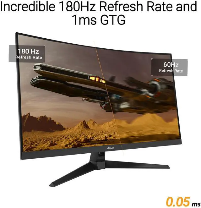 Alt view image 3 of 6 - TUF Gaming 31.5 1440P Curved HDR Gaming Monitor (VG32WQ3B) QHD (2560 x 1440), 180Hz, 0.5ms, 1500R, Extreme Low Motion Blur, FreeSync, 90% DCI-P3, Shadow Boost, DisplayWidget