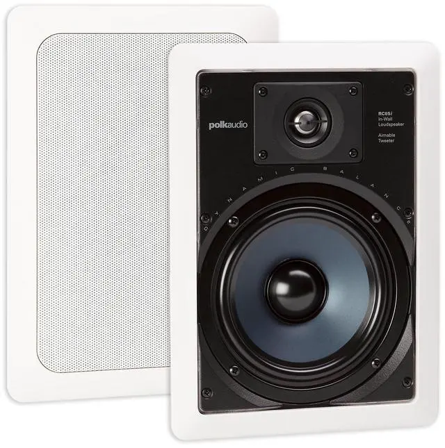 Main image of RC65i 2-Way Premium in-Wall 6.5 Speakers, Rectangular Indoor Speakers, Perfect for Damp and Humid Indoor Placement - Bath, Kitchen, Covered Porches (White, Paintable Grille), 1 Pair