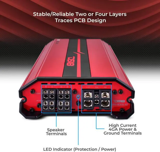 Alt view image 5 of 6 - SXE-3000.4D/RD Car Amplifier Stereo Full-Range Class D 4-Channel 200x4 RMS @4 OHM 3000 Watts - Powerful and Compact Amp for Speakers in Car Audio System