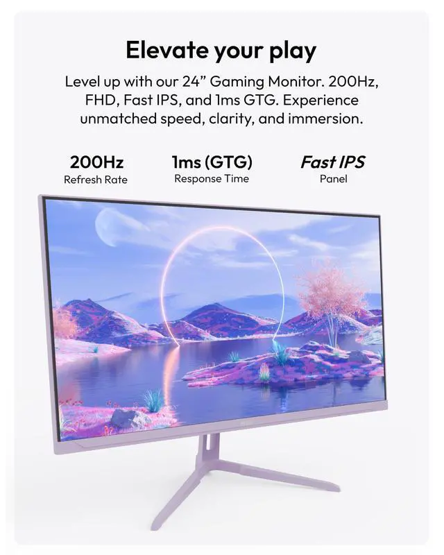 Alt view image 2 of 6 - PX248 Wave Purple 24 inch 200Hz Refresh Rate FHD 1080p Resolution Fast IPS Panel 1ms GTG Response Time Built-in Speakers Gaming Monitor with Adaptive Sync