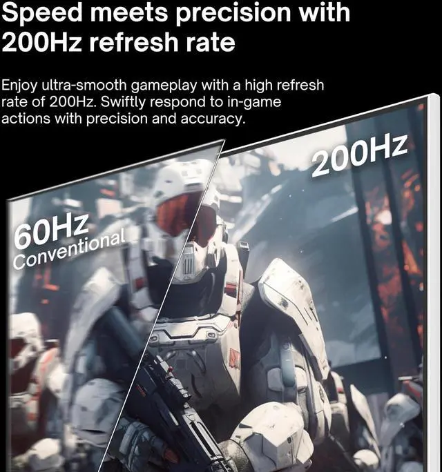 Alt view image 3 of 6 - PX248 Wave White 24 inch 200Hz Refresh Rate FHD 1080p Resolution Fast IPS Panel 1ms GTG Response Time Built-in Speakers Gaming Monitor with Adaptive Sync