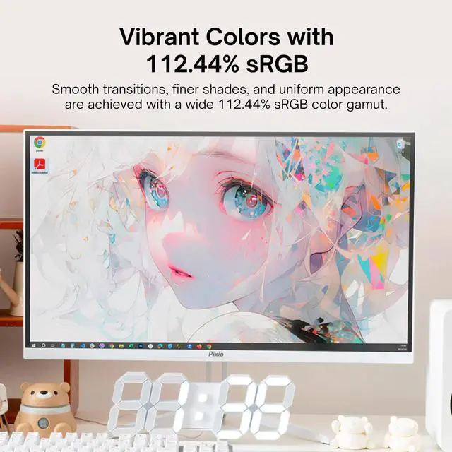 Alt view image 6 of 6 - PX248 Wave White 24 inch 200Hz Refresh Rate FHD 1080p Resolution Fast IPS Panel 1ms GTG Response Time Built-in Speakers Gaming Monitor with Adaptive Sync