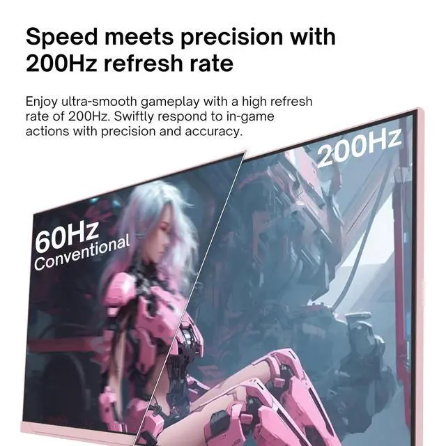 Alt view image 3 of 6 - PX248 Wave Pink 24 inch 200Hz Refresh Rate FHD 1080p Resolution Fast IPS Panel 1ms GTG Response Time Built-in Speakers Gaming Monitor with Adaptive Sync
