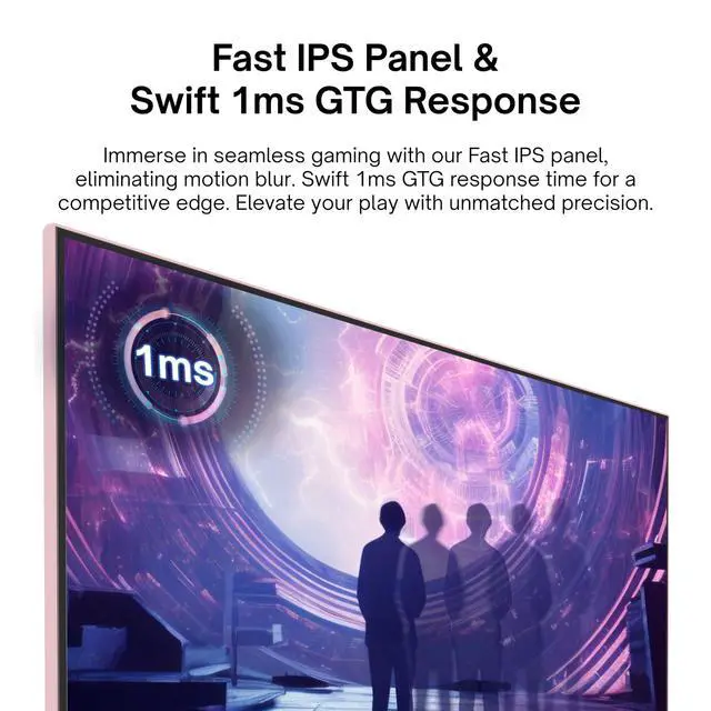 Alt view image 4 of 6 - PX248 Wave Pink 24 inch 200Hz Refresh Rate FHD 1080p Resolution Fast IPS Panel 1ms GTG Response Time Built-in Speakers Gaming Monitor with Adaptive Sync