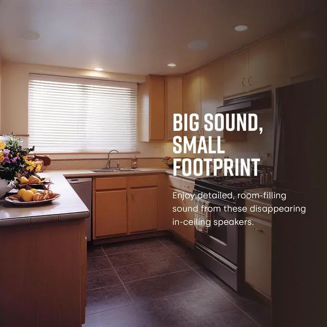 Alt view image 2 of 6 - RC60i 2-Way Premium in-Ceiling 6.5 Speakers, Round Indoor Speakers, Perfect for Damp and Humid Indoor Placement - Bath, Kitchen, Covered Porches (White, Paintable Grille), 1 Pair