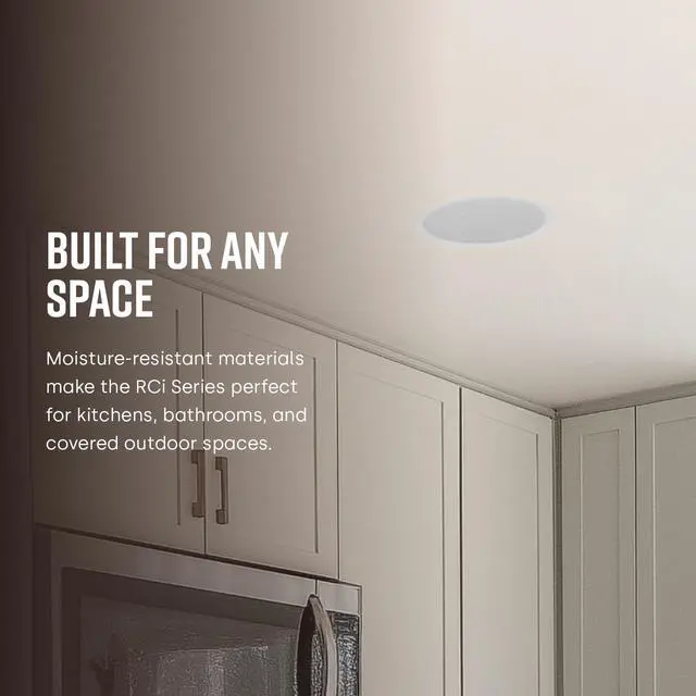 Alt view image 4 of 6 - RC60i 2-Way Premium in-Ceiling 6.5 Speakers, Round Indoor Speakers, Perfect for Damp and Humid Indoor Placement - Bath, Kitchen, Covered Porches (White, Paintable Grille), 1 Pair