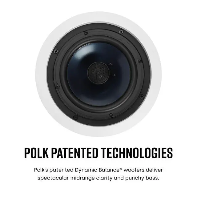 Alt view image 5 of 6 - RC60i 2-Way Premium in-Ceiling 6.5 Speakers, Round Indoor Speakers, Perfect for Damp and Humid Indoor Placement - Bath, Kitchen, Covered Porches (White, Paintable Grille), 1 Pair