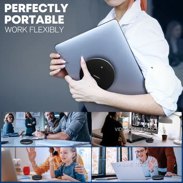 Alt view image 6 of 6 - M4 Pro Speakerphone, Conference Microphone with Directional Voice Pickup, Enhanced Voice Pickup, AI Transcription, AI Noise Reduction, USB C, Bluetooth Speakerphone for Personal Workspaces