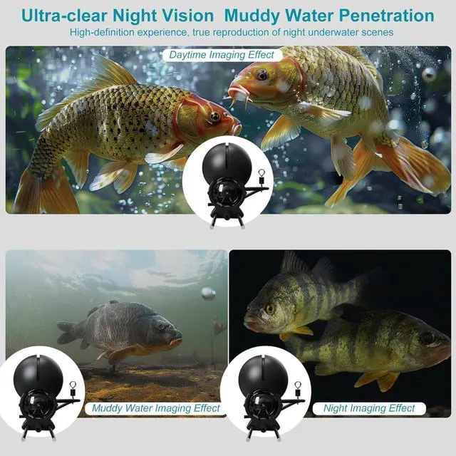 Alt view image 3 of 6 - Underwater Fishing Camera with 4.3 Inch LCD, 5000mAh Battery, Infrared Night Vision Light, Portable Fish Finder with 100ft Cable for Ice Lake Boat Kayak Fishing