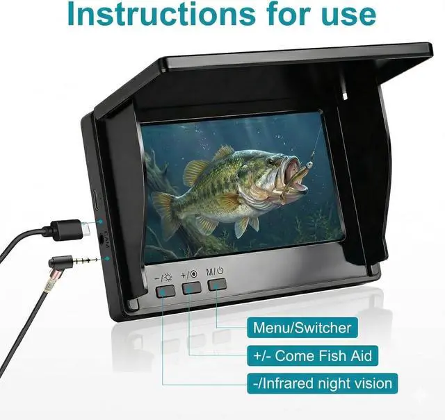 Alt view image 4 of 6 - Underwater Fishing Camera with 4.3 Inch LCD, 5000mAh Battery, Infrared Night Vision Light, Portable Fish Finder with 100ft Cable for Ice Lake Boat Kayak Fishing